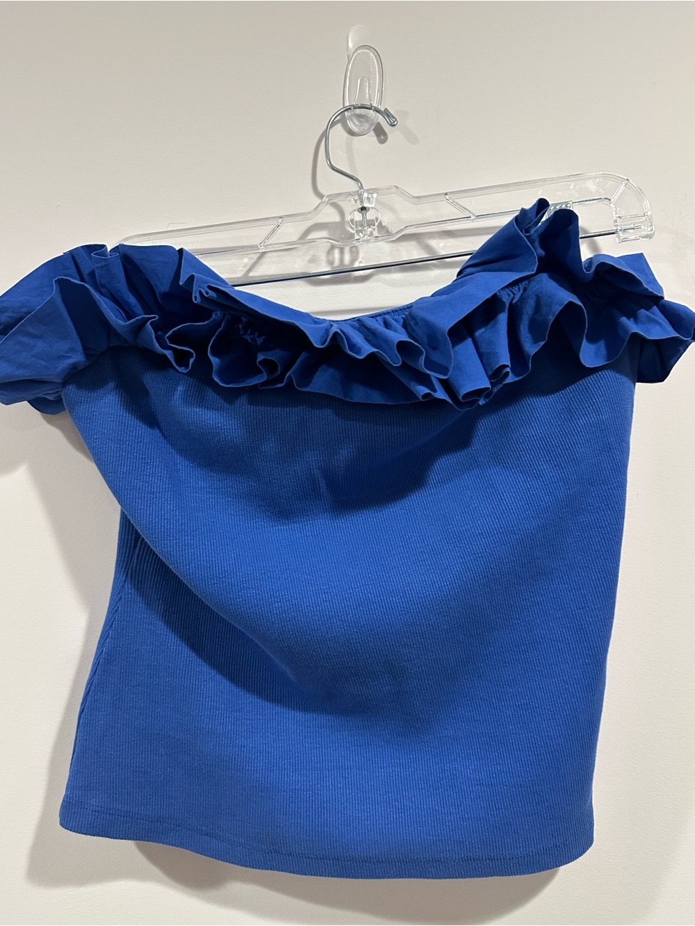 Maeve by Anthropologie Cobalt Blue Strapless Ruffle Top